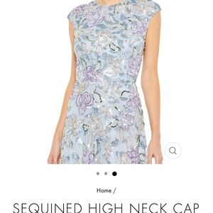 NWT Mac Duggal sequined high neck cap sleeve gown size 10